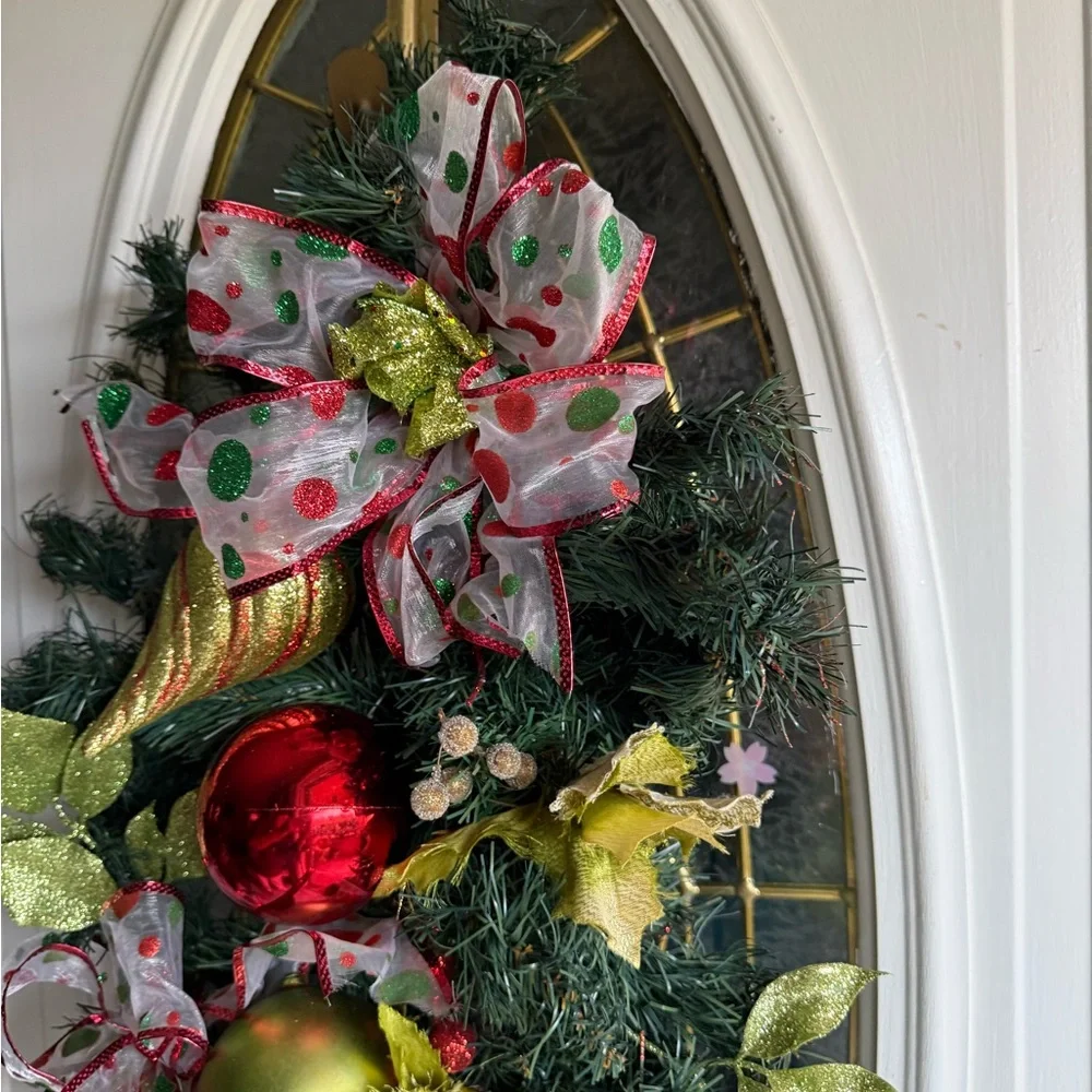 Home interiors Festive Green and Red Holiday Door Swag